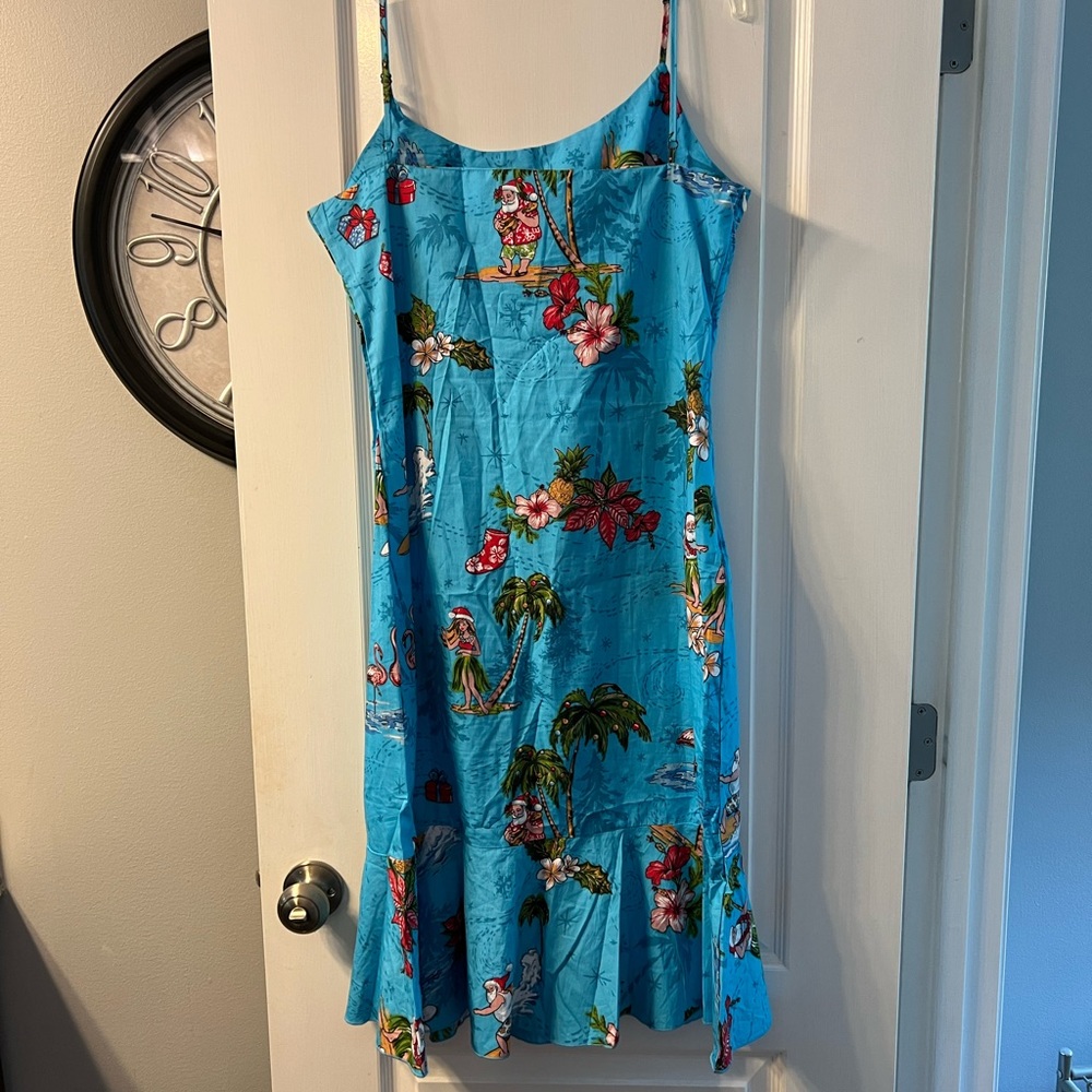 Hawaii hangover teal Christmas dress size M with Santa